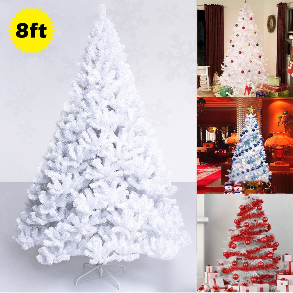 Goplus 8Ft Artificial PVC Christmas Tree W/Stand Holiday Season Indoor Outdoor White Walmart