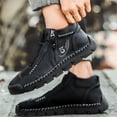 thumbnail image 2 of Xfvqtps Mens Ankle Boots British Large High Top Side Zipper Fashion Outdoor Cowhide Driving Shoes Leather Shoes Trendy Large Size Breathable Driving Shoes Black, 2 of 9