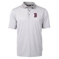 thumbnail image 2 of Men's Cutter & Buck Gray/White Boston Red Sox Virtue Eco Pique Micro Stripe Recycled Polo, 2 of 3