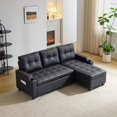 thumbnail image 7 of Ktaxon Convertible Sectional Sofa Bed, L‑Shaped Sleeper Couch with Storage Chaise, USB Port & Cup Holders, for Living Room Apartment Small Space PU, Black, 7 of 7