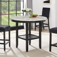 thumbnail image 3 of Roundhill Furniture Mella Round Counter Height Wood Dining Table with Shelf, 42” Faux Marble Top, Dark Espresso Finish, 3 of 6