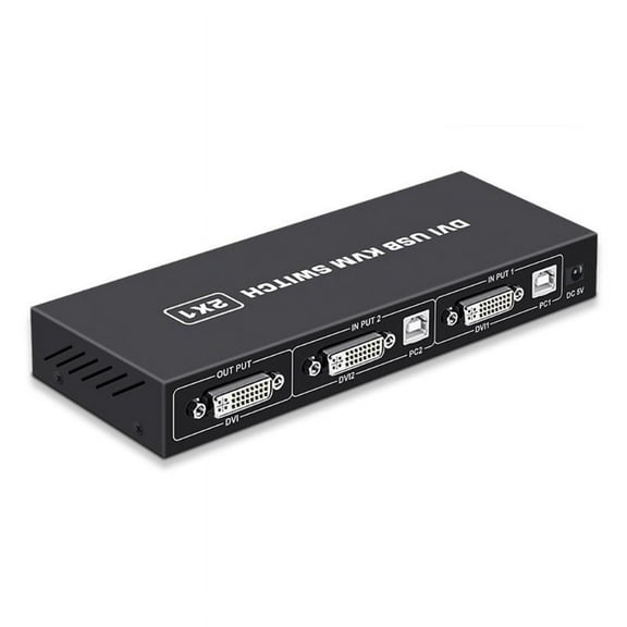 WINDLAND DVI KVM Switch 2-port DVI Screen Splitter 2 In 1 Out Adapter for Keyboard and Mouse Printer Computer Shared Switcher Hub