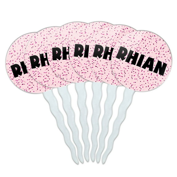 Rhian Cupcake Picks Toppers - Set of 6 - Pink Speckles