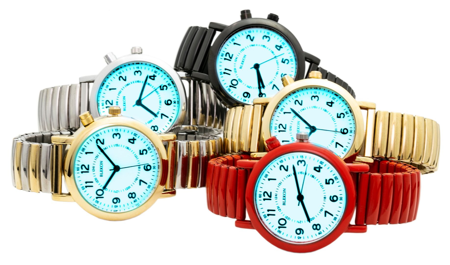Blekon Women’s Light-Up Dial Analog Watch – 33mm Case, Glossy Expansion Band, Glow Dial