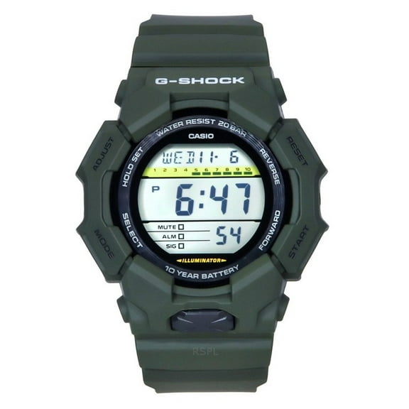 Casio G-Shock Digital Bio-Based Green Resin Strap Black Dial Quartz GD-010-3 200M Men's Watch