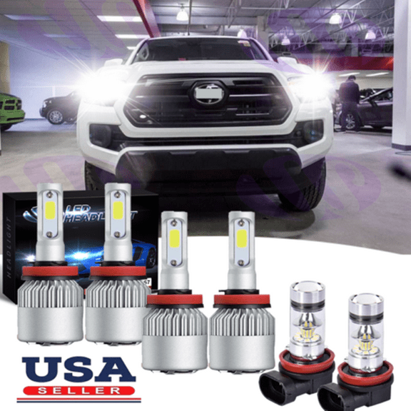 6X LED Headlight Hi/Lo  Fog Lights 6000K Bulbs For TOYOTA TACOMA 2016-2018 Combo