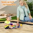 thumbnail image 5 of Haverchair 85''x80''x9'' Octagon Kids Sandbox with Cover, Wooden Outdoor Playhouse, Wood Large Sandpit with 4 Benches - 8 Seats & Bottom Liner for Kids Outdoor Patio Backyard Play, Quick Easy Install, 5 of 8