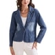 thumbnail image 2 of Blazer de mezclilla lavado para mujer INSPIRE CHIC, chaqueta de oficina casual, con solapas en forma de muesca, azul, 2 of 6
