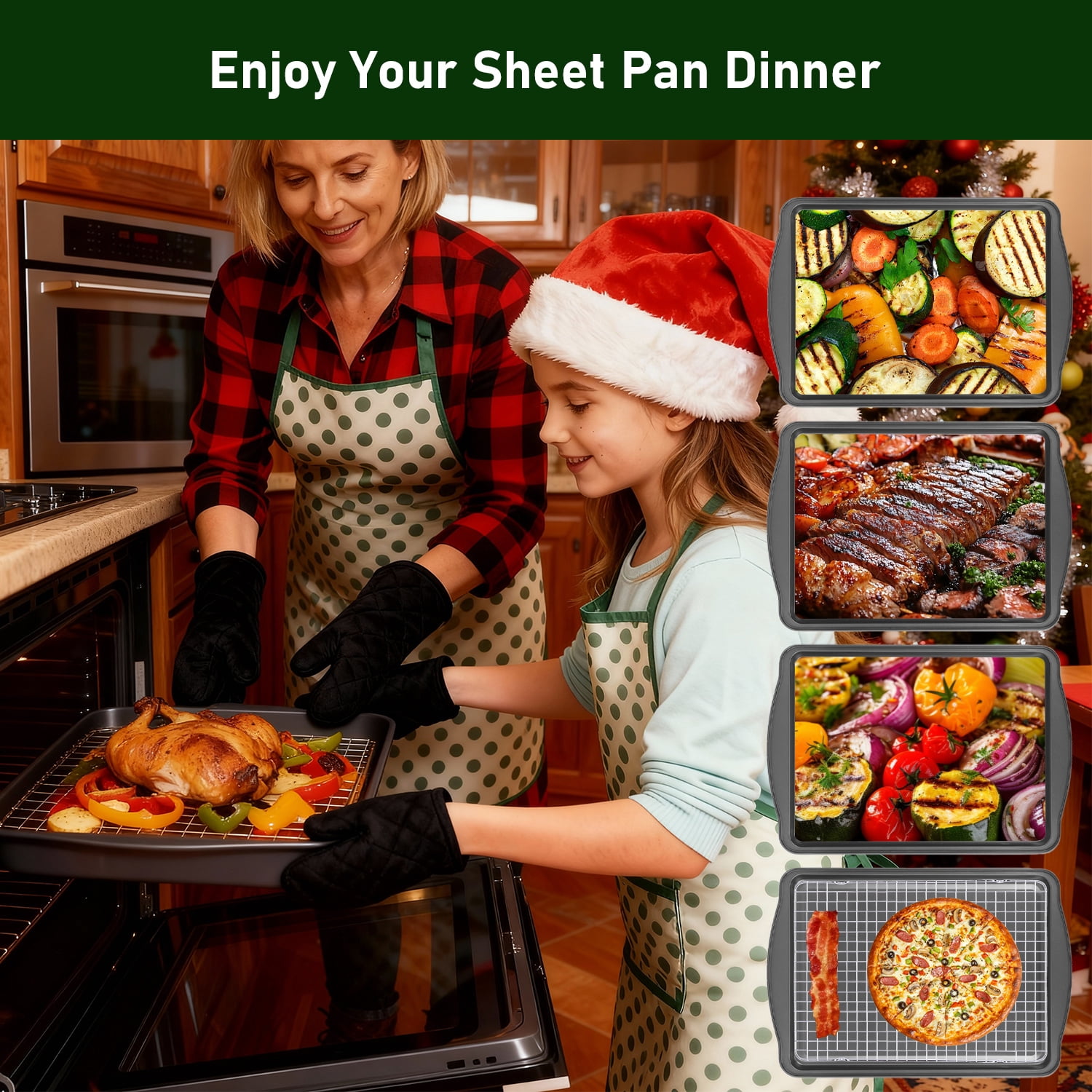 6-Piece Baking Sheets and Cooling Racks Set, Carbon Steel Nonstick Bakeware, Gray