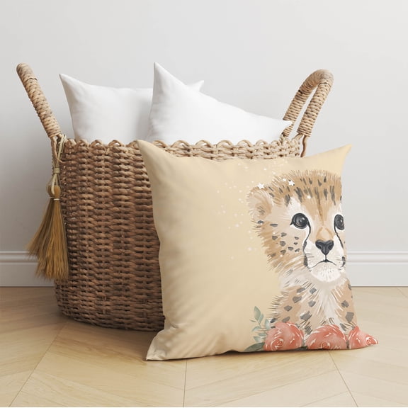 Lil Leopard Yellow Throw Pillow