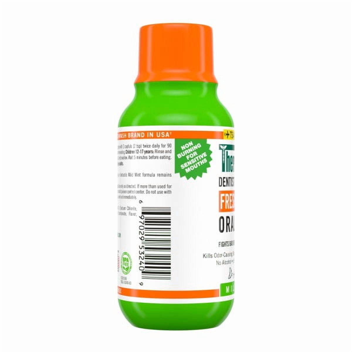 6 Pack - TheraBreath Fresh Breath Mouthwash, Mild Mint, Alcohol-Free, Travel Size, 3 fl oz