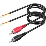 RCA to Speaker Wire Adapter, 18AWG 2 Pack 3ft RCA Male Plug to Bare Cable Open End, UIInosoo Audio Cable, Red and Black