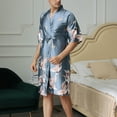 thumbnail image 4 of SRZYMJ Mens Silk Robe Slip Satin 2 Piece Suit Crane Printed Sleepwear Chemise Nightgown & Robe, 4 of 6