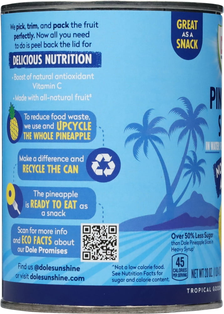 Dole Pineapple Slices No Sugar Added 20 oz - 5 Pack