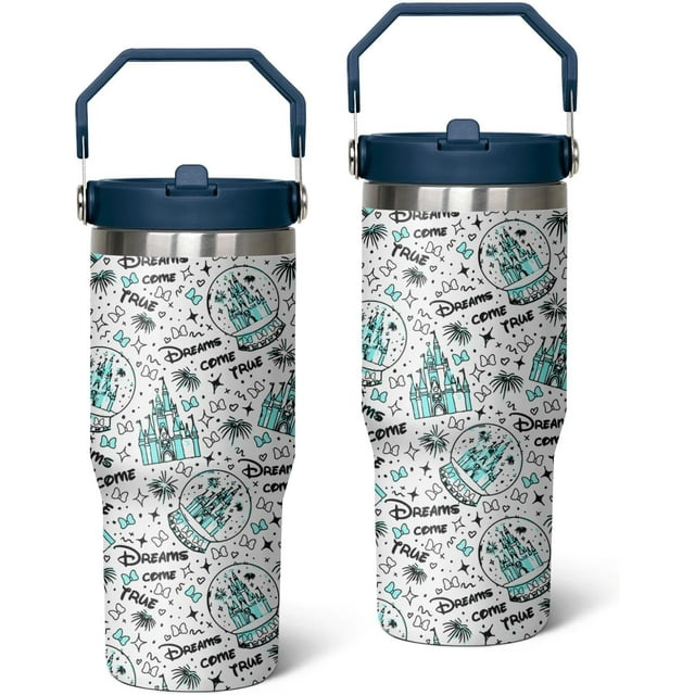 Stainless Steel Tumbler with Straw, 30 oz Tumbler with Handle and Straw Lid, Leakproof Tumbler, Tumbler Lid Straw, Double Insulated Tumblers