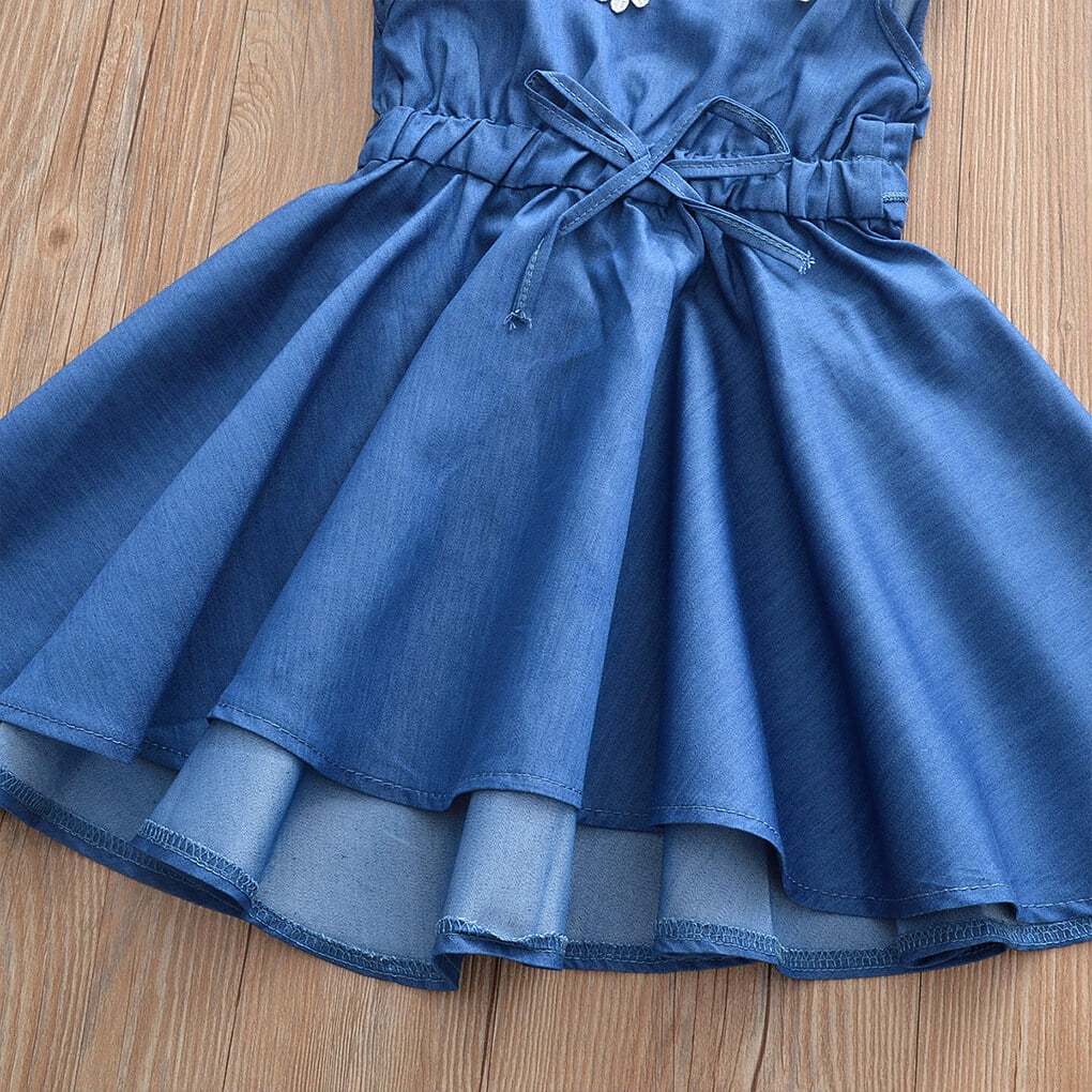 Kids Dress Baby Girl Summer Clothes Lace Kids Jeans Dress Baby