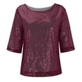 thumbnail image 6 of TYGHBN Women's Casual Solid Color Sequin Round Neck Short Sleeve T Shirt Top Long Sleeve Layering T Medium Women Shirt Phrasing Shirt Athletic T Shirt Women Long Sleeve Tee Shirts for Women Workout, 6 of 6