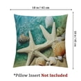 thumbnail image 4 of Acheng  Set of 2 Throw Pillow Covers Starfish and Seashell Summer Beach in Sea Water Time Caribbean Decor Pillow Cases Home Decorative Square Pillowcases 18x18in, 4 of 7