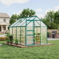 thumbnail image 2 of Heavy-Duty Polycarbonate Walk-In Greenhouse 6x8 FT – Sturdy Aluminum Frame, Sliding Door, Adjustable Roof Vent, All-Season Outdoor Garden Structure – Backyard/Patio Use, 8-Green Spray Plastic, 2 of 6