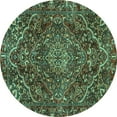 thumbnail image 1 of Ahgly Company Indoor Round Persian Turquoise Blue Traditional Area Rugs, 6' Round, 1 of 4