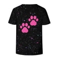 thumbnail image 5 of Charella Short Sleeve Shirts for Women Dog Paw Printed Crewneck T-shirts 2024 Spring Summer Clothes,Black,XL, 5 of 5