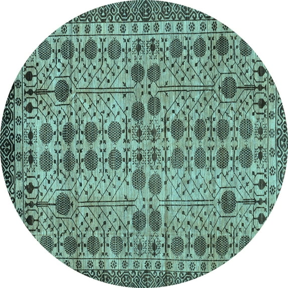 Ahgly Company Indoor Round Southwestern Light Blue Country Area Rugs, 6' Round