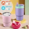 thumbnail image 4 of 13.5oz Kids Insulated Tumbler with Lid and Straw, BPA-Free Stainless Steel Kids Water Bottle, Leak-Proof& Cupholder Friendly Tumbler for Boys & Girls -2 Pack(Pink+Purple), 4 of 4