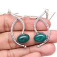 thumbnail image 2 of Green Onyx Gemstone Handmade Gift For Her Silver Jewelry Earrings 1.5'', 2 of 3