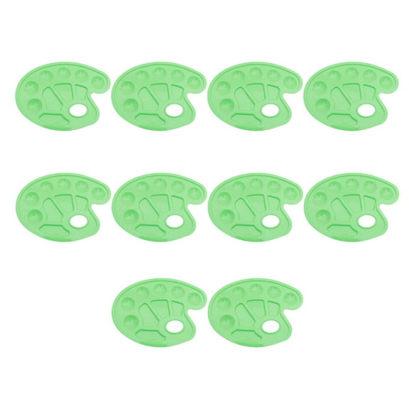 HERFIER NUOBESTY 10 Plastic Paint Pallets for Watercolor DIY Art, 13-Grid, Green