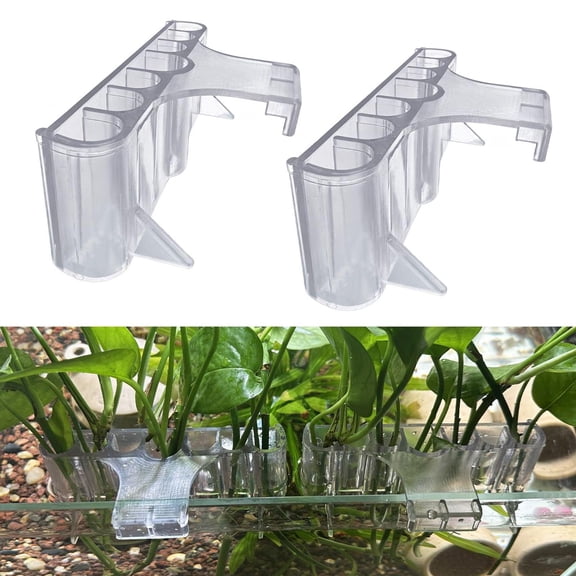 2 Pack Hanging Aquarium Plant Holder, 7-Hole Fish Tank Rim Planter | Durable plastic design, Hydroponic propagation, Secure rim clip, Vine plant support, Fish tank decoration