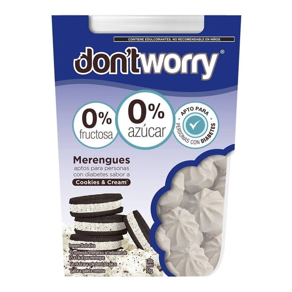Merengues Don't Worry sabor a cookies & cream 51 g