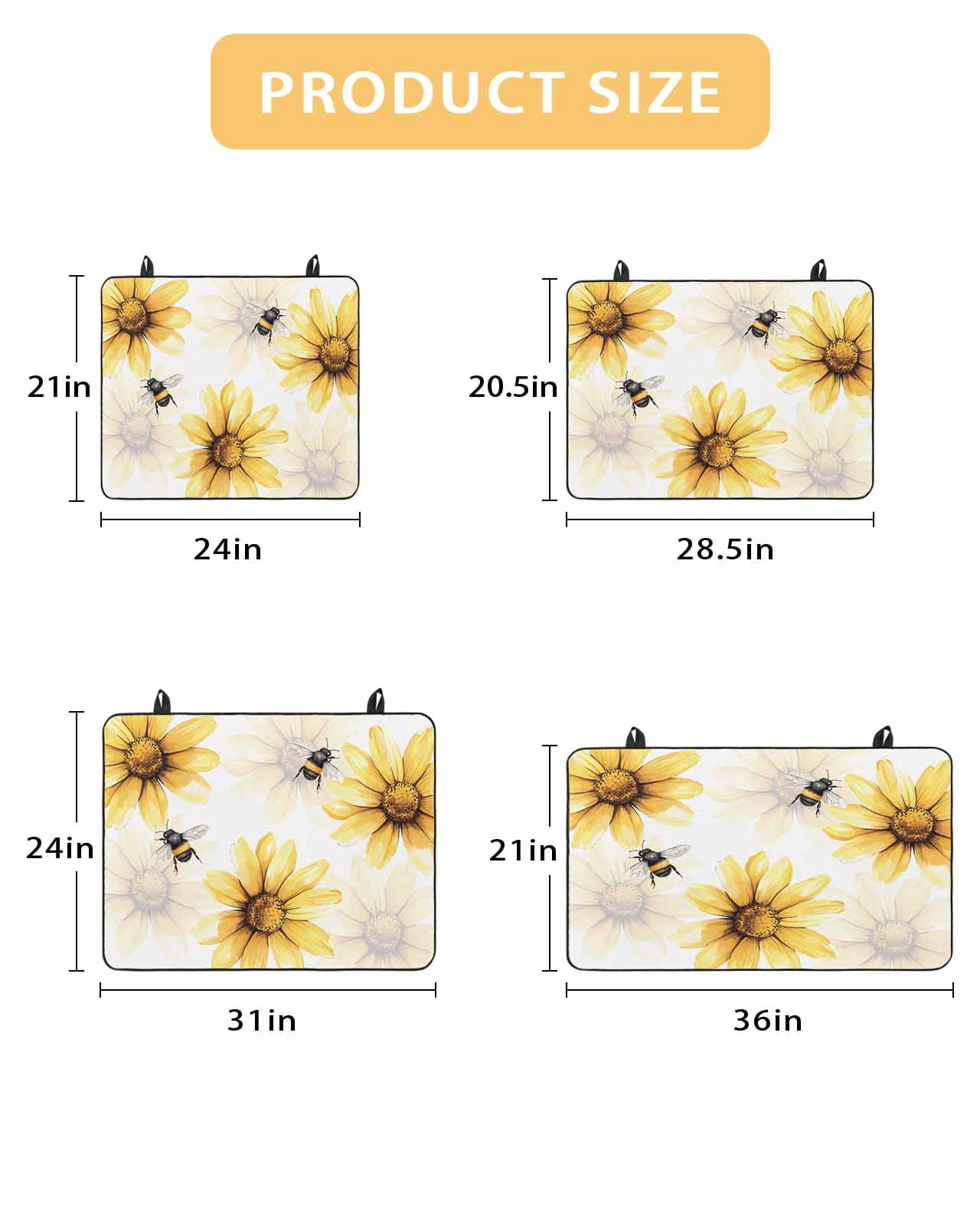 nqOlkjepod Large Induction Cooktop Protector Mat 24"x21", Spring Bees Stove Top Covers for Electric Stove, Sunflower White Vintage Botanical Art Stove Burner Cover Mats, Glass Top Stove Cover