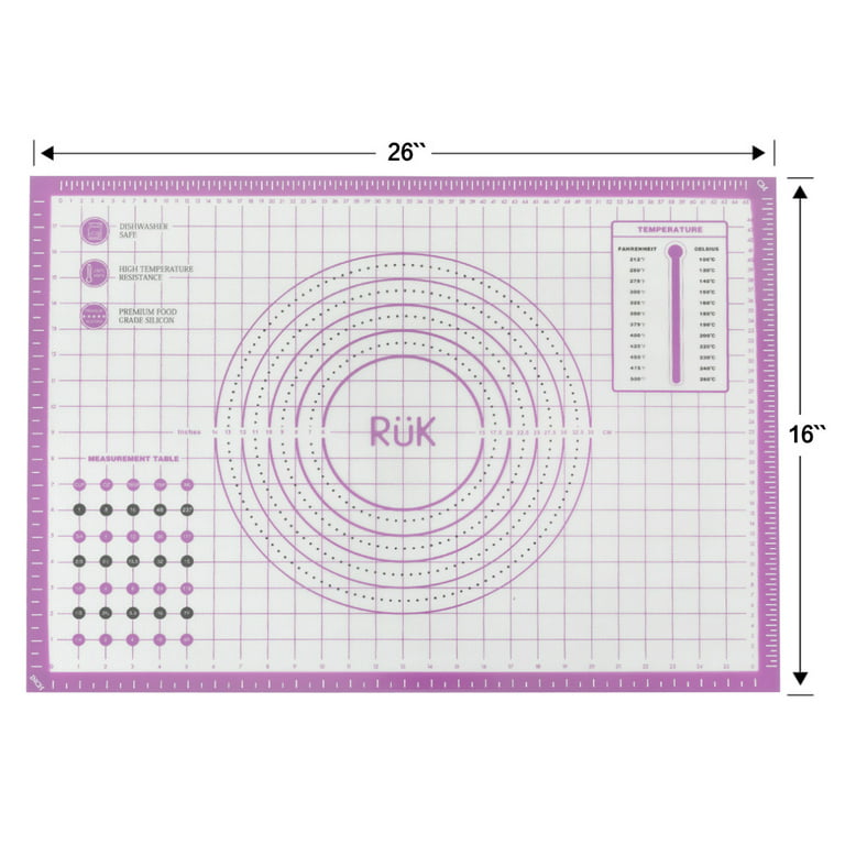 RUK Large Thick Non Stick Silicone Pastry Mat with Measurements 16