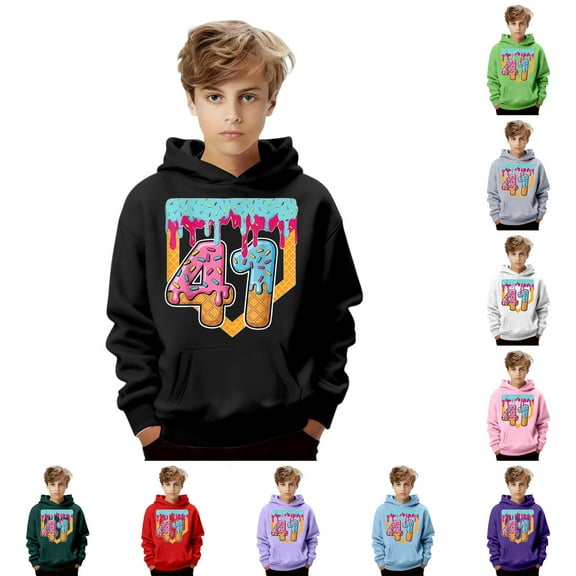 41 Ice Cream Hoodie Sweatshirt for Kid 4 1 Meme Printed Long Sleeve Sweatshirts Pullover Four-One 4 1 Gifts for Teen Boys Girls