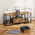 thumbnail image 3 of HIGDBFE TV Stand for TVs up to 55" with 2 Fabric Drawers, Industrial Entertainment Center with Open Shelves and Led Lights for Living Room Bedroom, Rustic Brown, 3 of 10