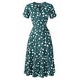 thumbnail image 1 of Frontwalk Women Summer Dresses Floral Print Midi Dress V Neck Summer Beach Sundress Green XXL, 1 of 2
