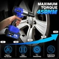 thumbnail image 5 of Cordless Impact Wrench Kit 310 Ft-lbs, 1/2 Inch Electric Brushless Impact Gun High Torque 21V Battery Impact Driver with 6000mAh Battery, Fast Charger, 4 Sockets, 12 Drill Accessories and Kit Box, 5 of 8