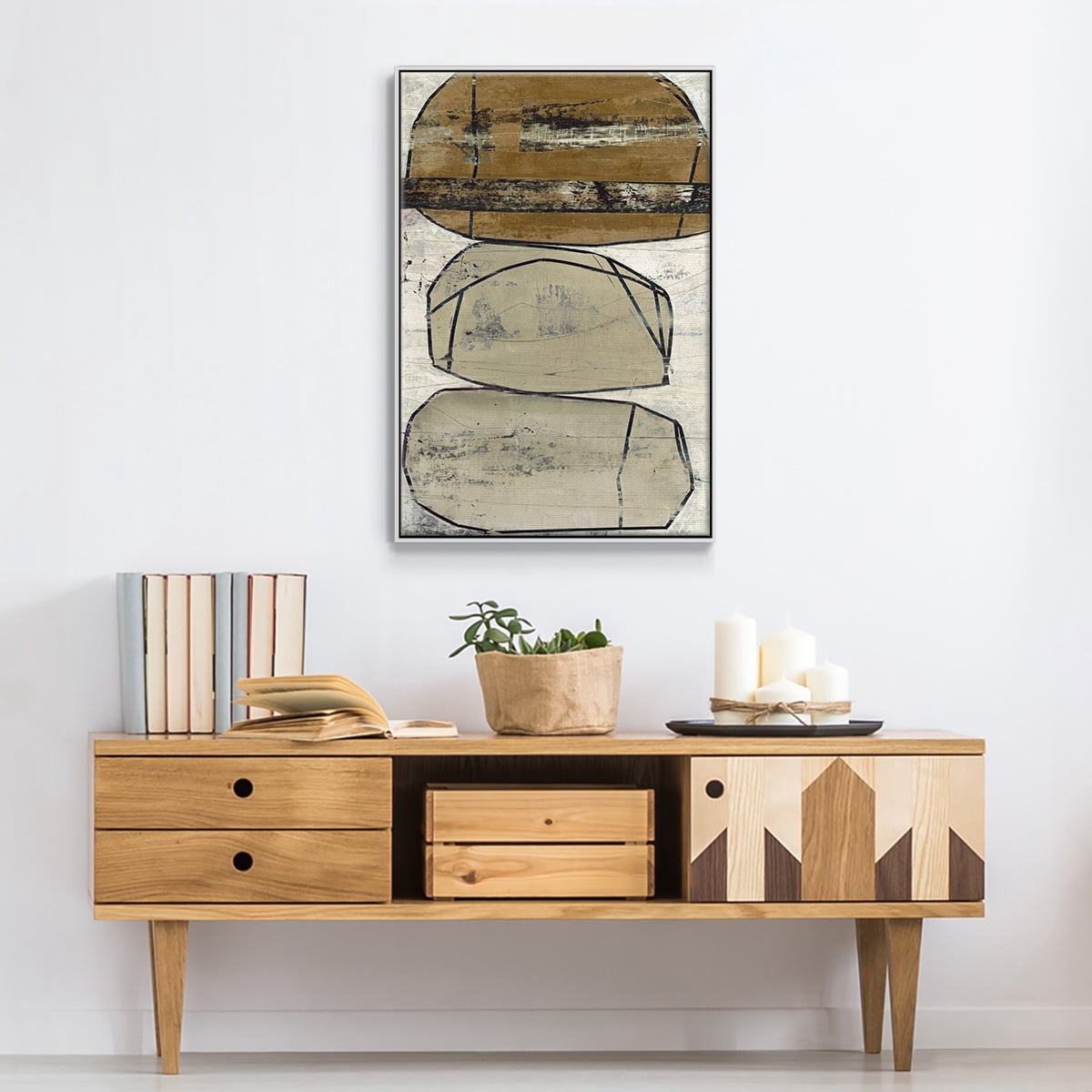Dim Sum I Framed Premium Gallery Wrapped Canvas - Ready to Hang - 25 x 37 - White Floating Frame