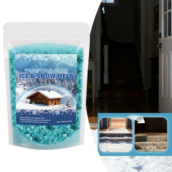 Premium Enviro Blend Ice Melt, Green-Coated Deicer Crystals, 100g Safer Melter for Vegetation, Concrete & Metals w/ Anti-Corrosion Calcium Magnesium Acetate