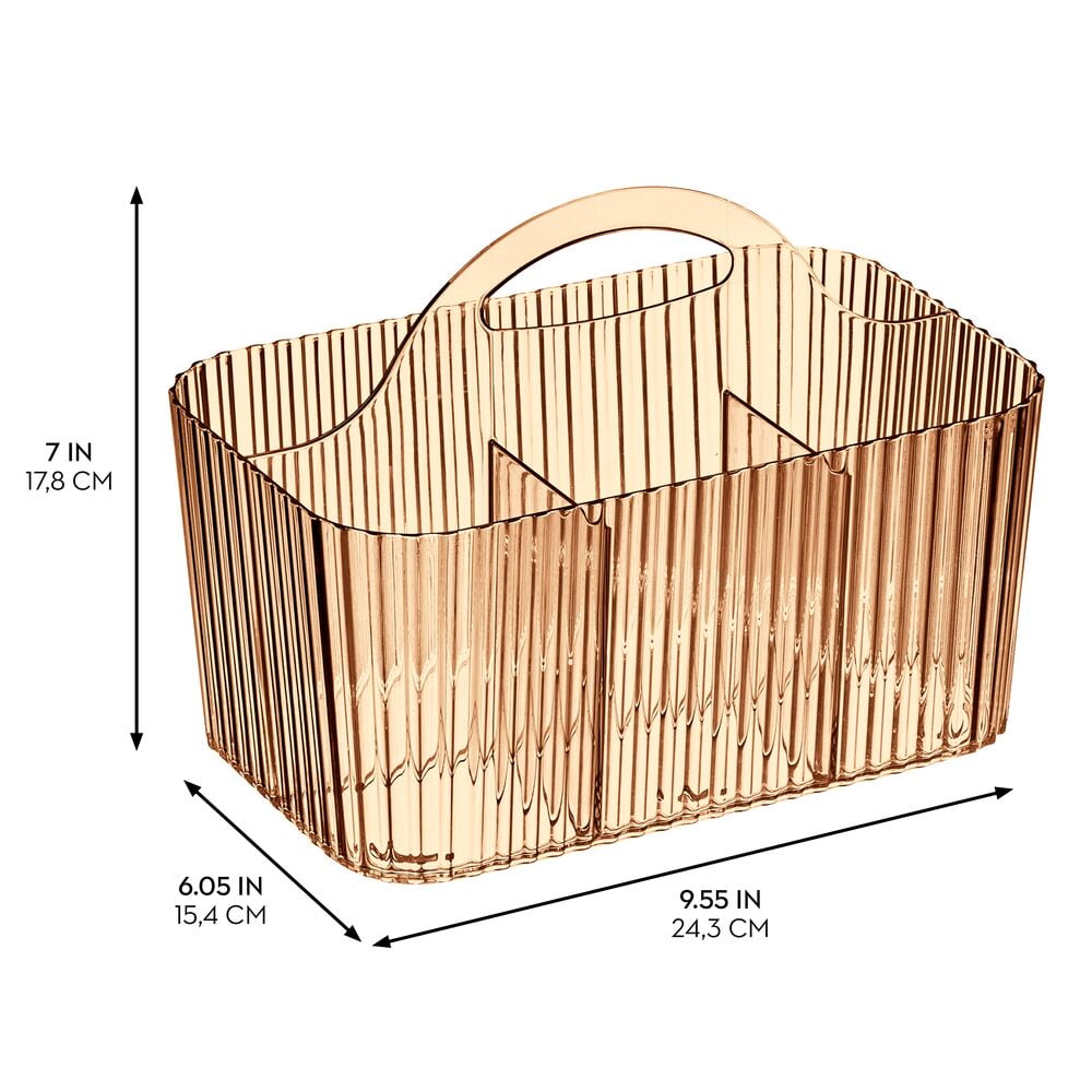 4-Section Fluted Storage Caddy with Handle - Multipurpose Storage Caddy Organizer for Kitchens, Bathrooms, and Nurseries
