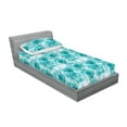 thumbnail image 2 of Peony Fitted Sheet & Pillow Sham Set, Watercolor Design Floral Pattern with Nautical Colors with Delicate Petals, Decorative Printed 2 Piece Bedding Decor, Twin, Dark Seafoam Seafoam, by Ambesonne, 2 of 2