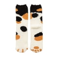 thumbnail image 2 of harmtty Winter socks 1 Pair Women Floor Socks Cat Feet Middle Tube Stretch Contrast Color Coral Fleece Thicken Cartoon Sleeping Socks for Daily Wear Cool Black, 2 of 8