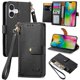 thumbnail image 1 of For iPhone 16 Plus Case RFID Blocking Zipper Pocket Leather Wallet Phone Cover - Black, 1 of 5