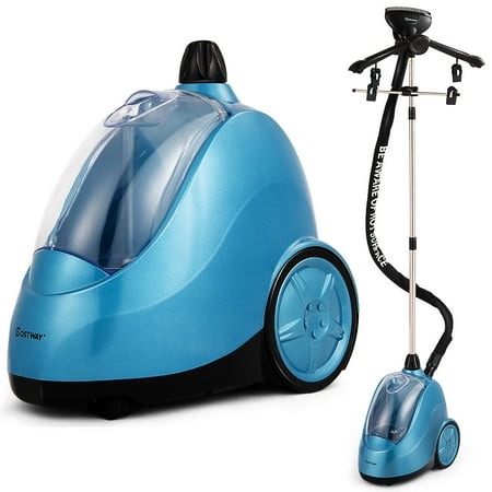 Costway 1500W Powerful Fast Heat Garment Cloth Steamer Standing Hanger Retractable Pole