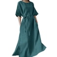 thumbnail image 2 of Ketyyh-chn99 Robes de Soirée pour Femmes Grande Taille Robe d'Été Extensible Combinaisons Manches à Volants Shorts Robe Courte Bleu, TG, 2 of 4