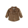thumbnail image 1 of Franhais Toddler Boys Jean Jacket, Solid Color Turn-Down Collar Long Sleeve Button-Up Denim Jacket, 1 of 7