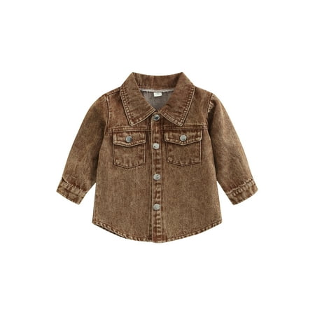 

Bagilaanoe Toddler Baby Boy Jean Jacket Long Sleeve Single-Breasted Shacket Coat 18M 24M 3T 4T 5T 6T Kids Fall Casual Denim Outwear Tops