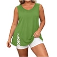 thumbnail image 2 of Sokhug Women's Plus Size V Neck Sleeveless Tank Top Side Criss Cross Cutout Detail Breathable Casual Longline Blouse, 2 of 7