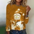 thumbnail image 2 of Bcresic Cute Santa Claus Long Sleeve Shirts for Christmas Womens Snowflake Graphic Tunic Tops Casual Crewneck Basic Tee Xmas Holiday Trendy T-Shirts Funny Going Out Pullover Top,#02_Orange,X-Large, 2 of 4