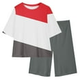 thumbnail image 3 of ZACPNCV Girls Short Sleeve T Shirt with Biker Shorts Set Color Blocked 2 Piece Summer Outfits Red 12-13 Years, 3 of 8